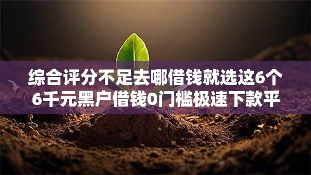 综合评分不足去哪借钱就选这6个6千元黑户借钱0门槛极速下款平台