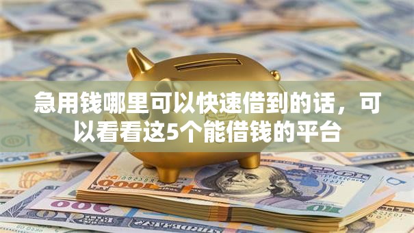 急用钱哪里可以快速借到的话,可以看看这5个能借钱的平台 急用钱哪里可以快速借到的话,可以看看这5个能借钱的平台