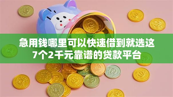 急用钱哪里可以快速借到就选这7个2千元靠谱的贷款平台