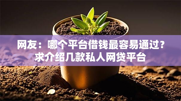 网友:哪个平台借钱最容易通过?求介绍几款私人网贷平台 网友:哪个平台借钱最容易通过?求介绍几款私人网贷平台
