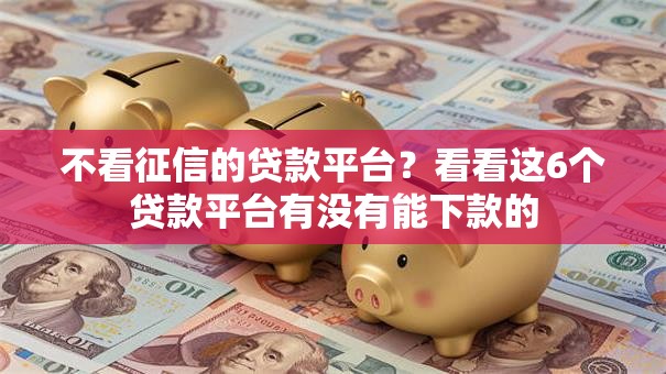 不看征信的贷款平台？看看这6个贷款平台有没有能下款的
