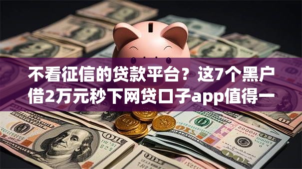 不看征信的贷款平台？这7个黑户借2万元秒下网贷口子app值得一试