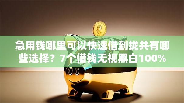 急用钱哪里可以快速借到拢共有哪些选择？7个借钱无视黑白100%秒下软件详解