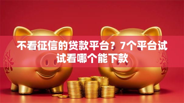 不看征信的贷款平台?7个平台试试看哪个能下款 不看征信的贷款平台?7个平台试试看哪个能下款