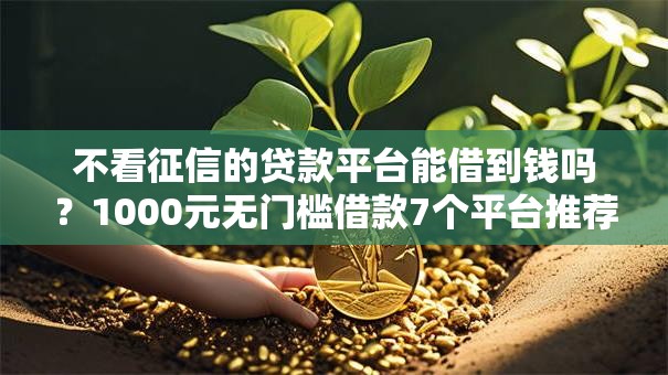 不看征信的贷款平台能借到钱吗?1000元无门槛借款7个平台推荐 不看征信的贷款平台能借到钱吗?1000元无门槛借款7个平台推荐