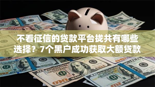 不看征信的贷款平台拢共有哪些选择?7个黑户成功获取大额贷款的平台详解 不看征信的贷款平台拢共有哪些选择?7个黑户成功获取大额贷款的平台详解