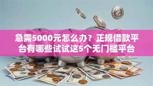 急需5000元怎么办？正规借款平台有哪些试试这5个无门槛平台