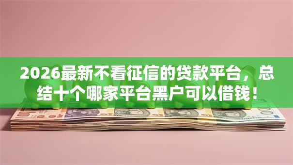 2026最新不看征信的贷款平台,总结十个哪家平台黑户可以借钱! 2026最新不看征信的贷款平台,总结十个哪家平台黑户可以借钱!