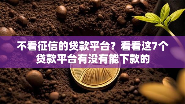 不看征信的贷款平台?看看这7个贷款平台有没有能下款的 不看征信的贷款平台?看看这7个贷款平台有没有能下款的