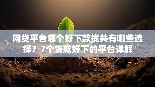网贷平台哪个好下款拢共有哪些选择？7个贷款好下的平台详解
