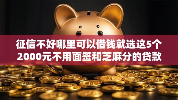 征信不好哪里可以借钱就选这5个2000元不用面签和芝麻分的贷款软件