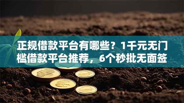 正规借款平台有哪些?1千元无门槛借款平台推荐,6个秒批无面签贷款软件盘点 正规借款平台有哪些?1千元无门槛借款平台推荐,6个秒批无面签贷款软件盘点