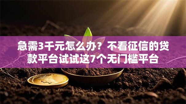 急需3千元怎么办?不看征信的贷款平台试试这7个无门槛平台 急需3千元怎么办?不看征信的贷款平台试试这7个无门槛平台