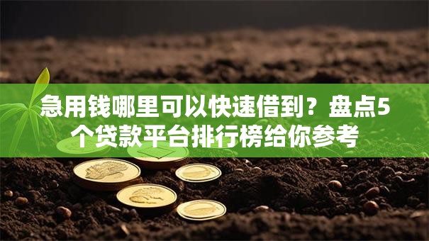 急用钱哪里可以快速借到？盘点5个贷款平台排行榜给你参考