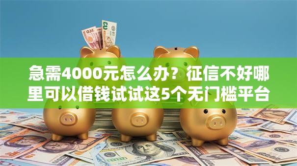 急需4000元怎么办?征信不好哪里可以借钱试试这5个无门槛平台 急需4000元怎么办?征信不好哪里可以借钱试试这5个无门槛平台
