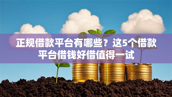 正规借款平台有哪些?这5个借款平台借钱好借值得一试 正规借款平台有哪些?这5个借款平台借钱好借值得一试