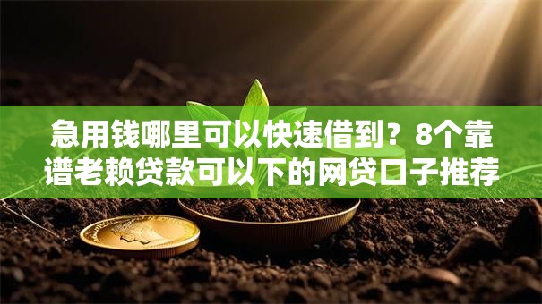 急用钱哪里可以快速借到？8个靠谱老赖贷款可以下的网贷口子推荐