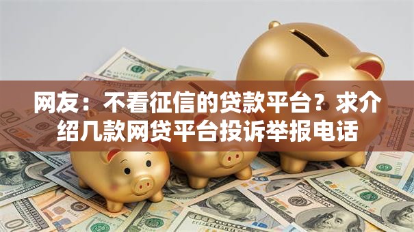 网友：不看征信的贷款平台？求介绍几款网贷平台投诉举报电话