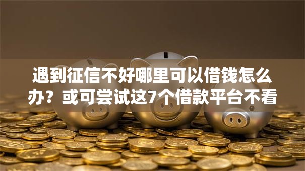 遇到征信不好哪里可以借钱怎么办？或可尝试这7个借款平台不看征信不看负债