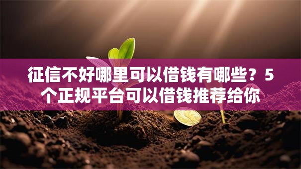征信不好哪里可以借钱有哪些?5个正规平台可以借钱推荐给你 征信不好哪里可以借钱有哪些?5个正规平台可以借钱推荐给你