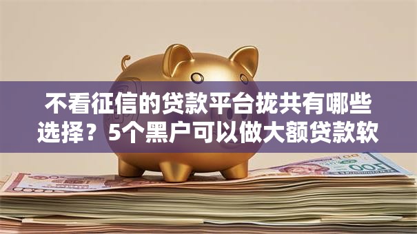 不看征信的贷款平台拢共有哪些选择?5个黑户可以做大额贷款软件详解 不看征信的贷款平台拢共有哪些选择?5个黑户可以做大额贷款软件详解