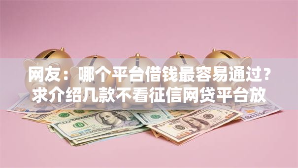 网友：哪个平台借钱最容易通过？求介绍几款不看征信网贷平台放款快的口子