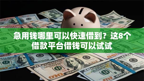 急用钱哪里可以快速借到？这8个借款平台借钱可以试试