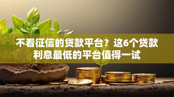 不看征信的贷款平台?这6个贷款利息最低的平台值得一试 不看征信的贷款平台?这6个贷款利息最低的平台值得一试