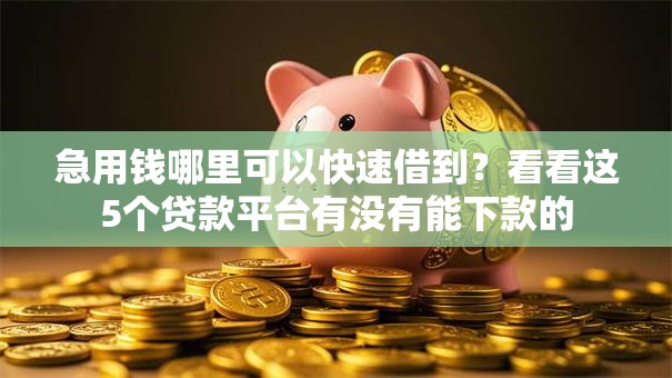 急用钱哪里可以快速借到？看看这5个贷款平台有没有能下款的