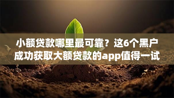 小额贷款哪里最可靠？这6个黑户成功获取大额贷款的app值得一试