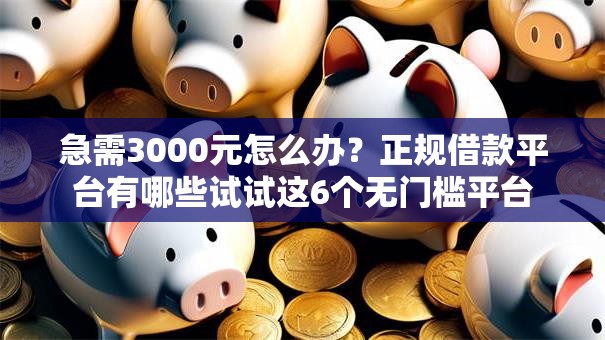 急需3000元怎么办？正规借款平台有哪些试试这6个无门槛平台