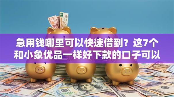 急用钱哪里可以快速借到？这7个和小象优品一样好下款的口子可以试试