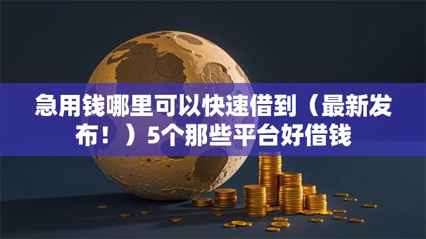急用钱哪里可以快速借到（最新发布！）5个那些平台好借钱