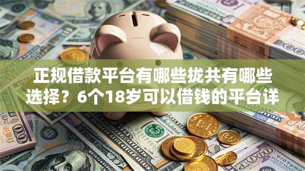 正规借款平台有哪些拢共有哪些选择？6个18岁可以借钱的平台详解
