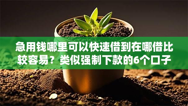 急用钱哪里可以快速借到在哪借比较容易?类似强制下款的6个口子参考 急用钱哪里可以快速借到在哪借比较容易?类似强制下款的6个口子参考