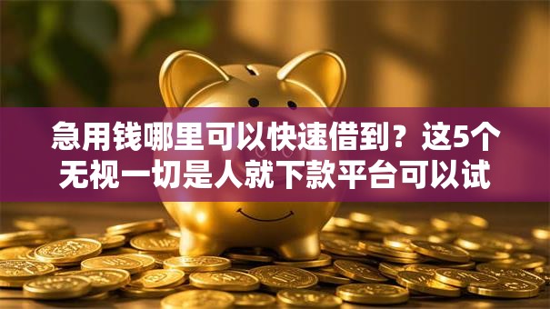 急用钱哪里可以快速借到？这5个无视一切是人就下款平台可以试试