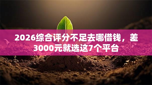 2026综合评分不足去哪借钱，差3000元就选这7个平台