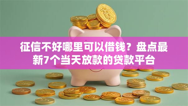 征信不好哪里可以借钱？盘点最新7个当天放款的贷款平台