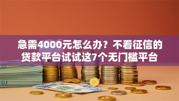 急需4000元怎么办?不看征信的贷款平台试试这7个无门槛平台 急需4000元怎么办?不看征信的贷款平台试试这7个无门槛平台