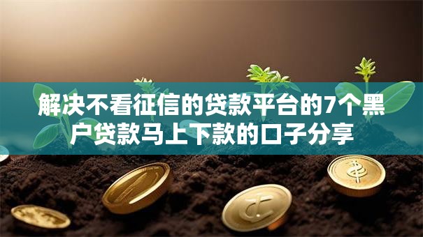 解决不看征信的贷款平台的7个黑户贷款马上下款的口子分享