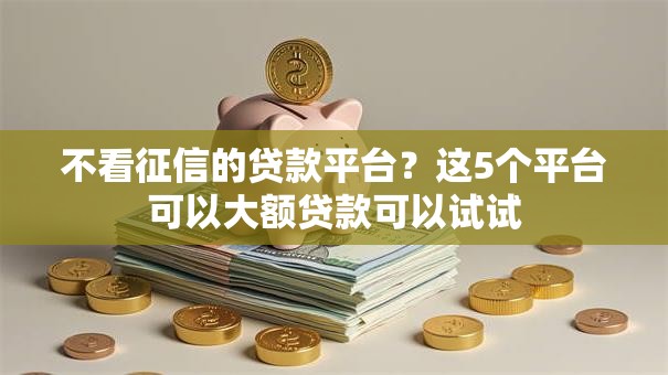 不看征信的贷款平台?这5个平台可以大额贷款可以试试 不看征信的贷款平台?这5个平台可以大额贷款可以试试