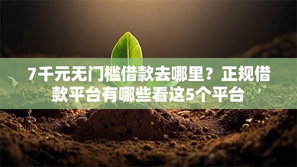 7千元无门槛借款去哪里？正规借款平台有哪些看这5个平台