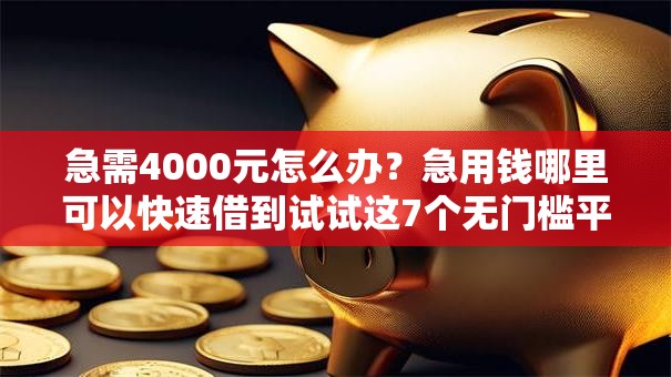 急需4000元怎么办？急用钱哪里可以快速借到试试这7个无门槛平台