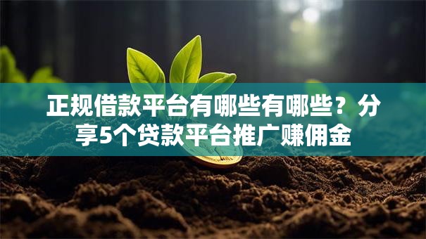 正规借款平台有哪些有哪些？分享5个贷款平台推广赚佣金