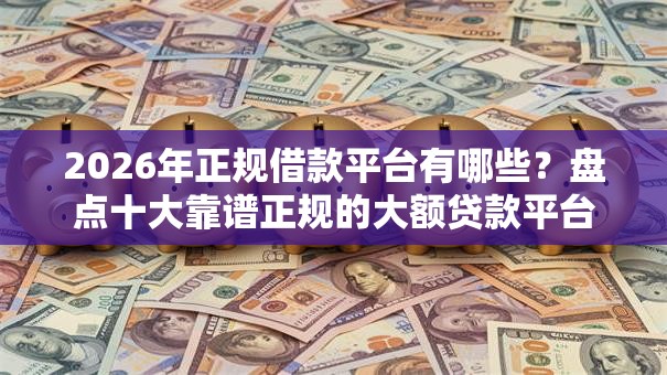 2026年正规借款平台有哪些？盘点十大靠谱正规的大额贷款平台