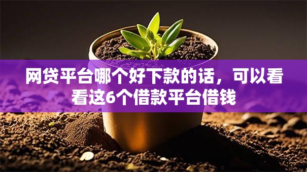 网贷平台哪个好下款的话，可以看看这6个借款平台借钱