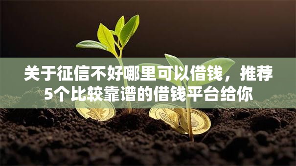 关于征信不好哪里可以借钱，推荐5个比较靠谱的借钱平台给你