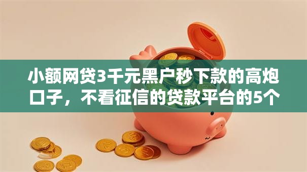 小额网贷3千元黑户秒下款的高炮口子,不看征信的贷款平台的5个平台介绍 小额网贷3千元黑户秒下款的高炮口子,不看征信的贷款平台的5个平台介绍