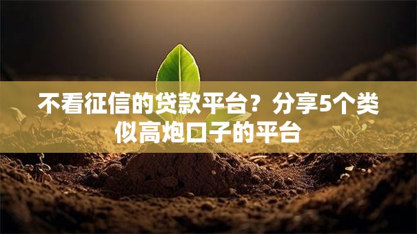 不看征信的贷款平台?分享5个类似高炮口子的平台 不看征信的贷款平台?分享5个类似高炮口子的平台