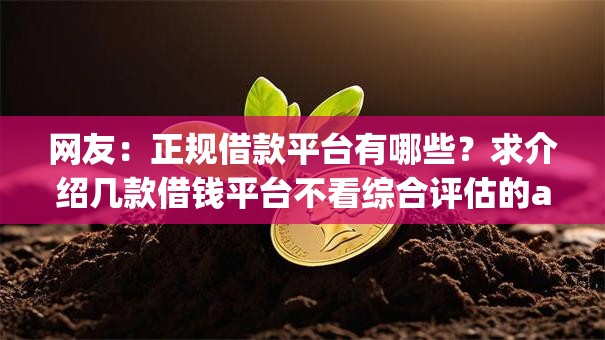 网友:正规借款平台有哪些?求介绍几款借钱平台不看综合评估的app 网友:正规借款平台有哪些?求介绍几款借钱平台不看综合评估的app